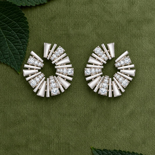 Diamond-Fan Statement Earrings
