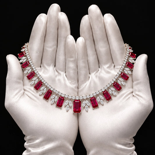 Ruby Red Tennis Statement Necklace