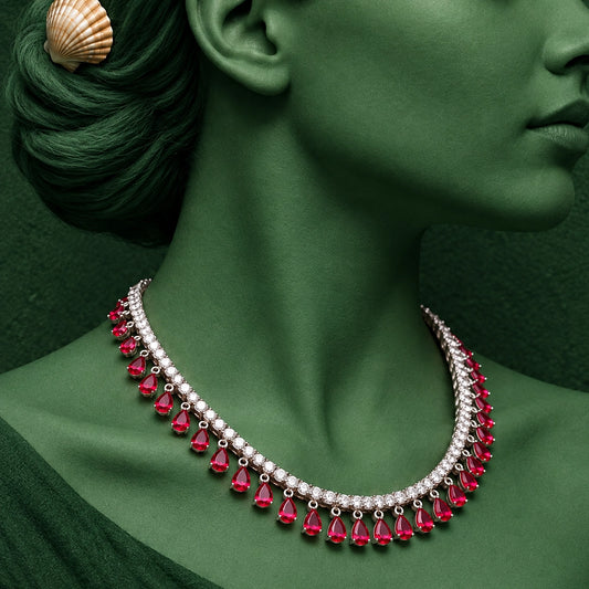 Pink Pear-Drop Statement Necklace